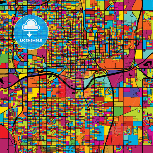 Oklahoma City Colorful Vector Map on Black
