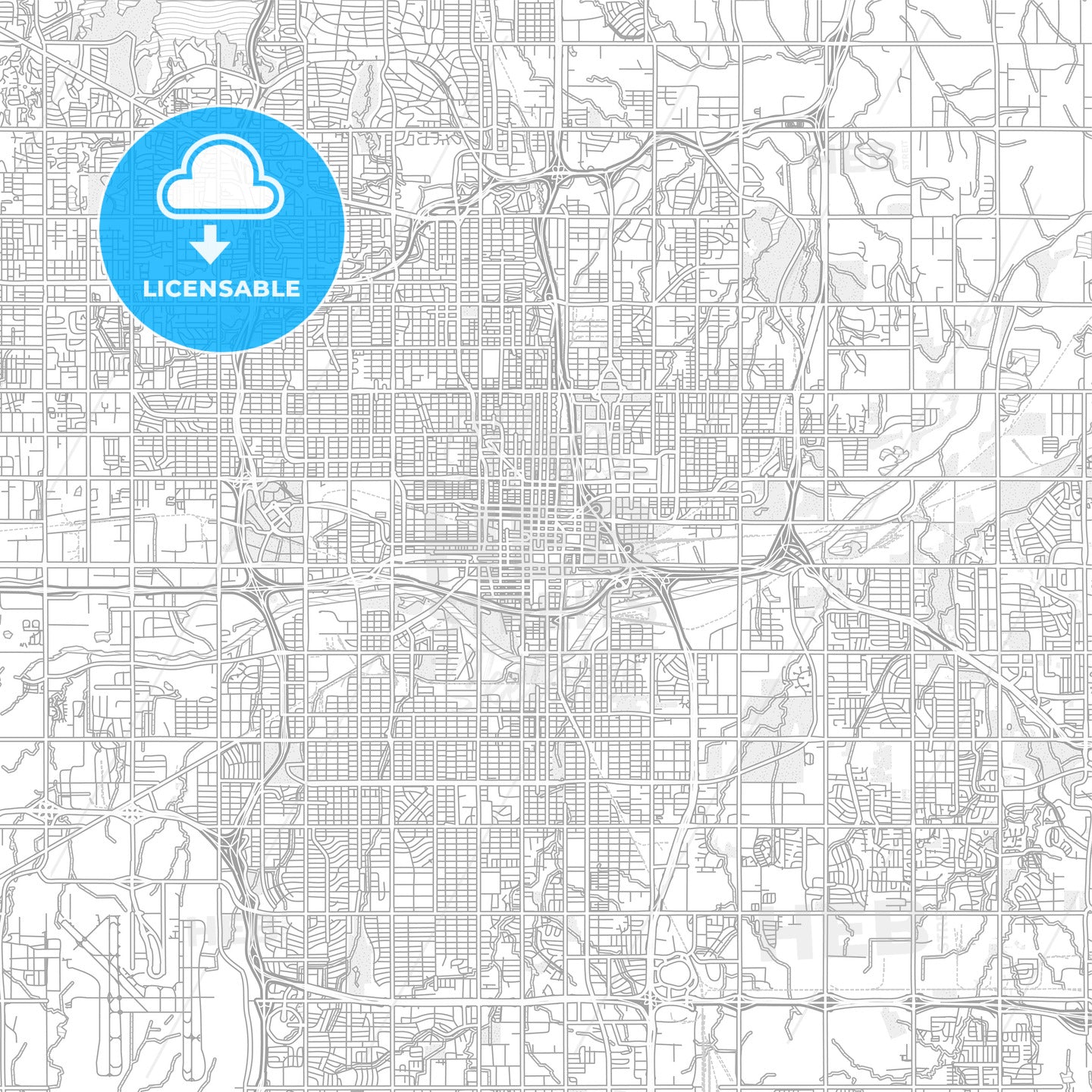 Oklahoma City, Oklahoma, USA, bright outlined vector map
