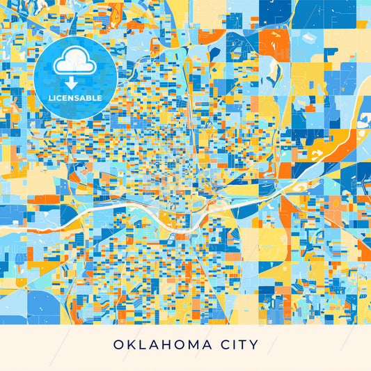 Oklahoma City colorful map poster template