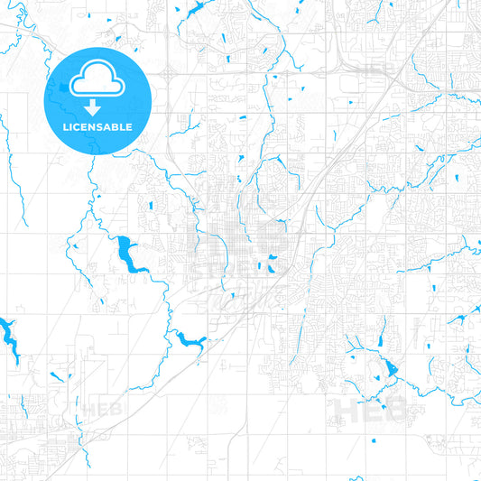 Olathe, Kansas, United States, PDF vector map with water in focus