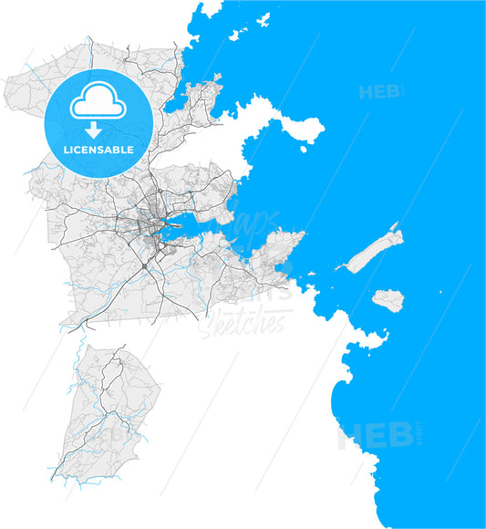 Olbia, Sardinia, Italy, high quality vector map