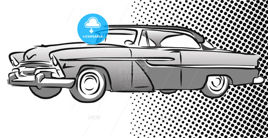Old American Car Side View, Hand Drawn Sketch – instant download