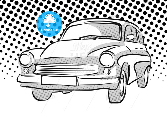 Old East German Car, Dotted Background – instant download