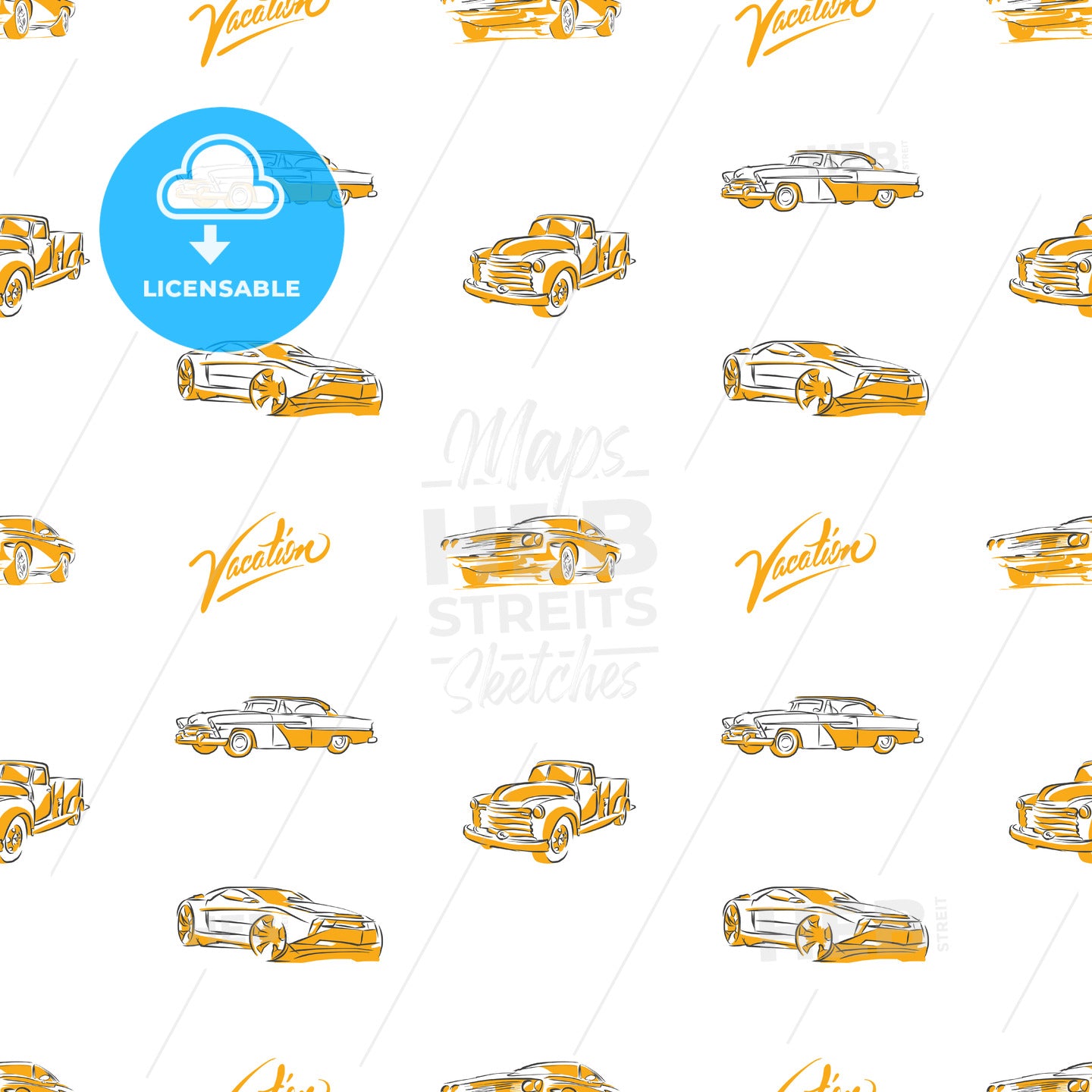 Old cars seamless pattern – instant download