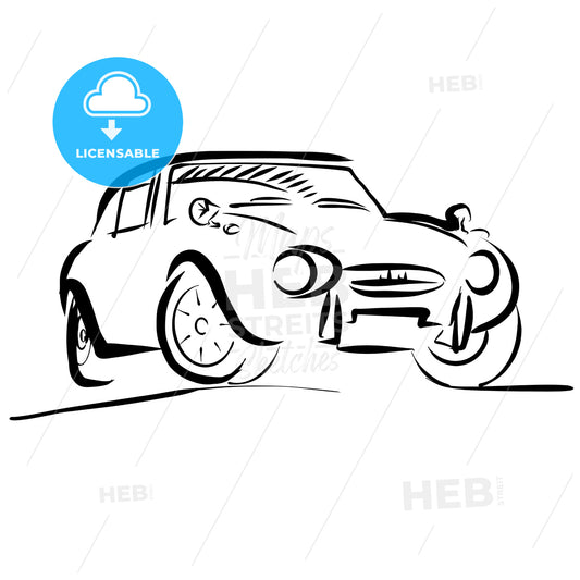 Old small sport Car Outline Sketch – instant download