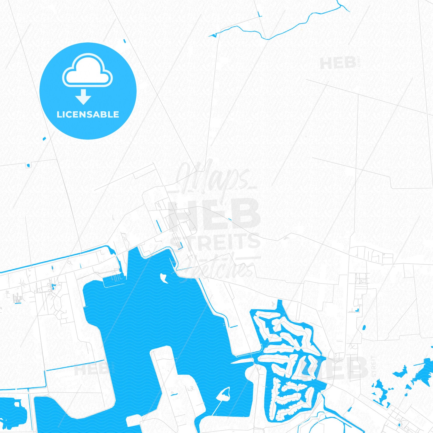 Oldambt, Netherlands PDF vector map with water in focus