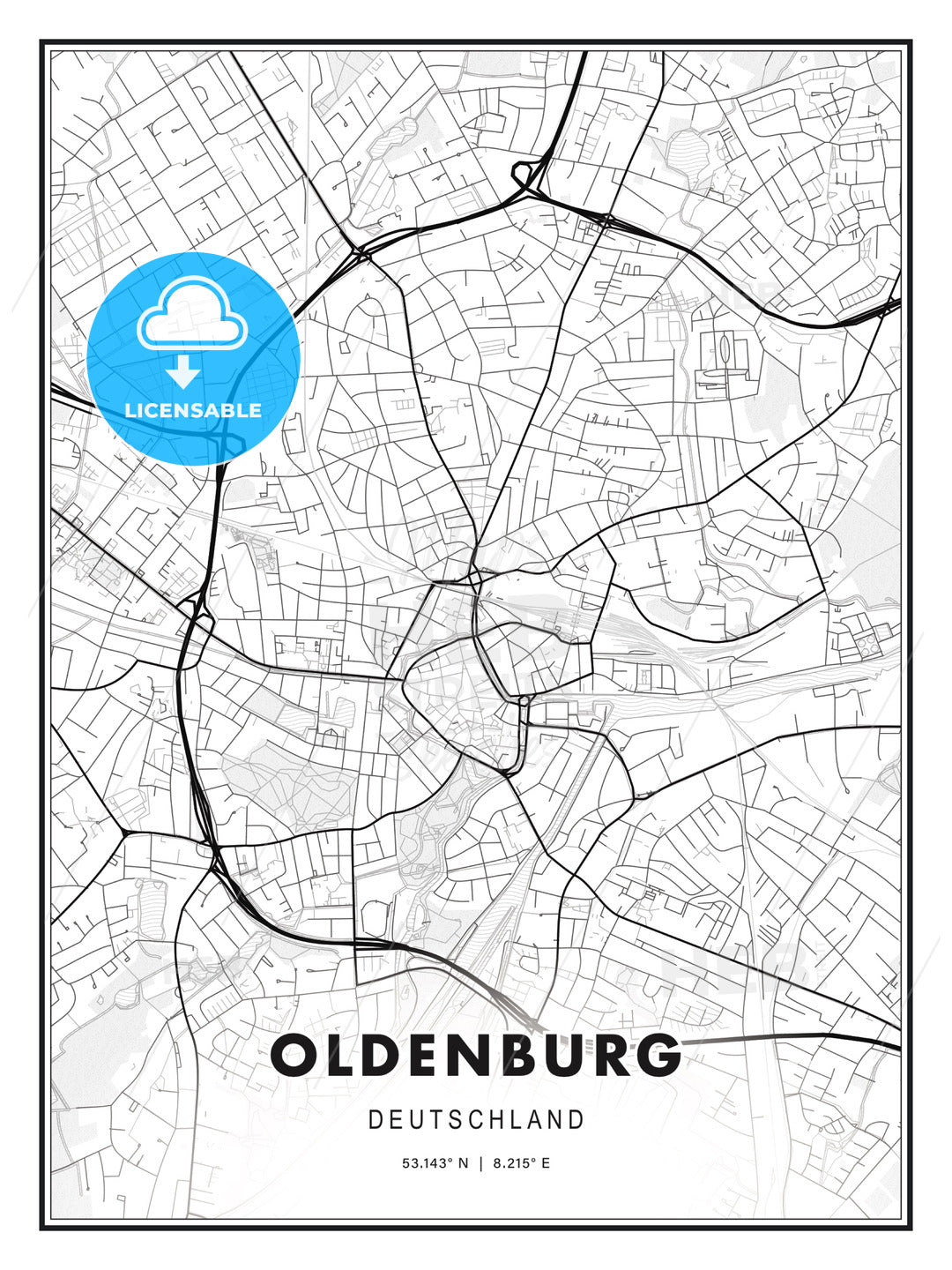 Oldenburg, Germany, Modern Print Template in Various Formats - HEBSTREITS Sketches