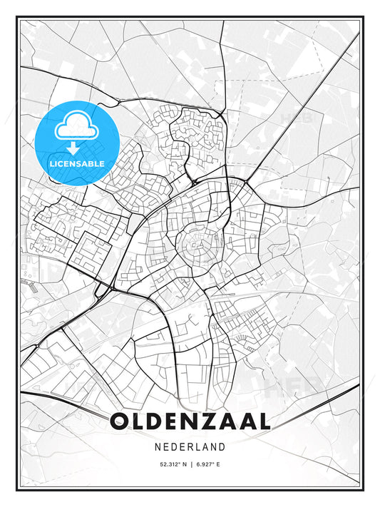 Oldenzaal, Netherlands, Modern Print Template in Various Formats - HEBSTREITS Sketches