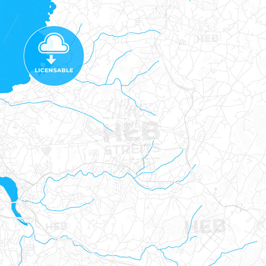 Oleiros, Spain PDF vector map with water in focus