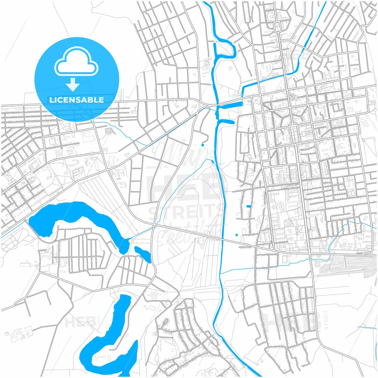 Oleksandriia, Kirovohrad Oblast, Ukraine, city map with high quality roads.