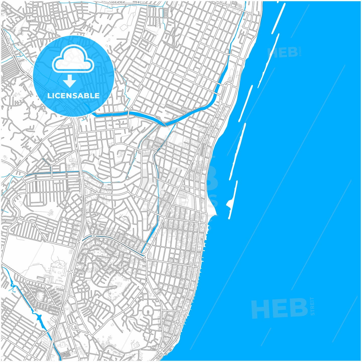 Olinda, Brazil, city map with high quality roads.