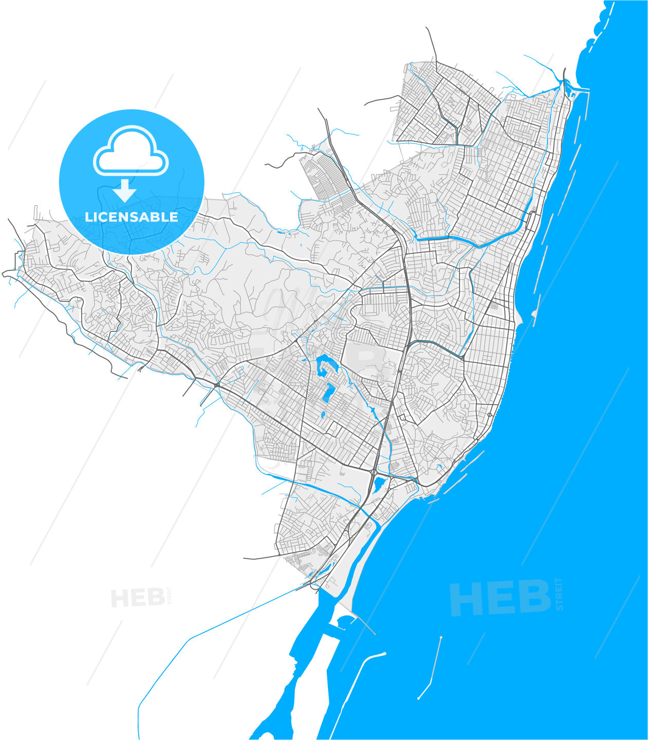 Olinda, Brazil, high quality vector map