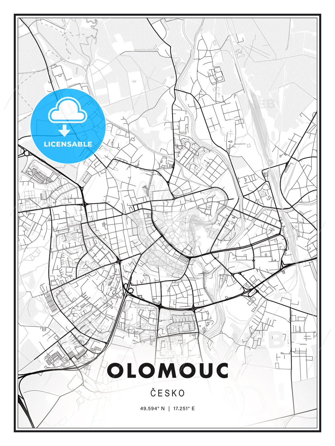 Olomouc, Czechia, Modern Print Template in Various Formats - HEBSTREITS Sketches