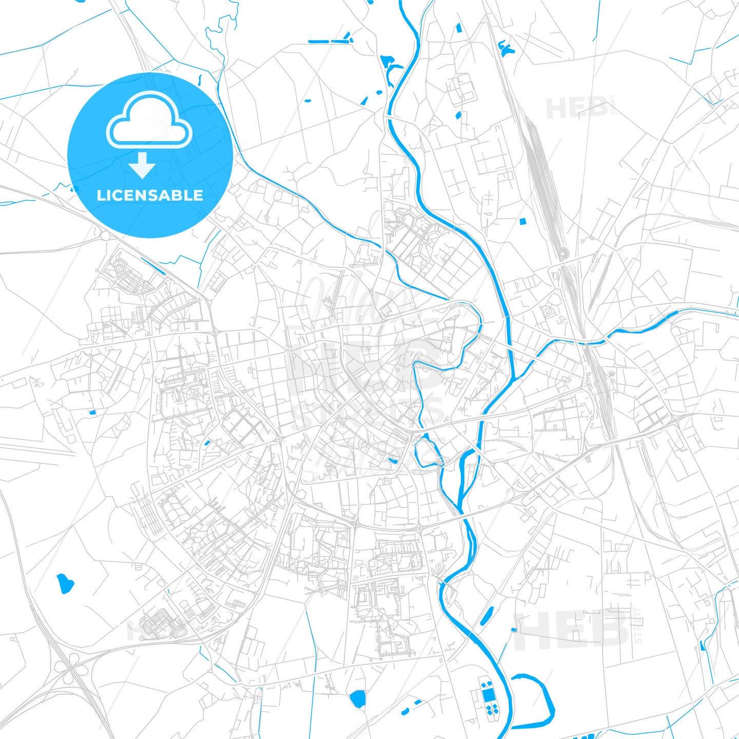 Olomouc, Czechia bright two-toned vector map