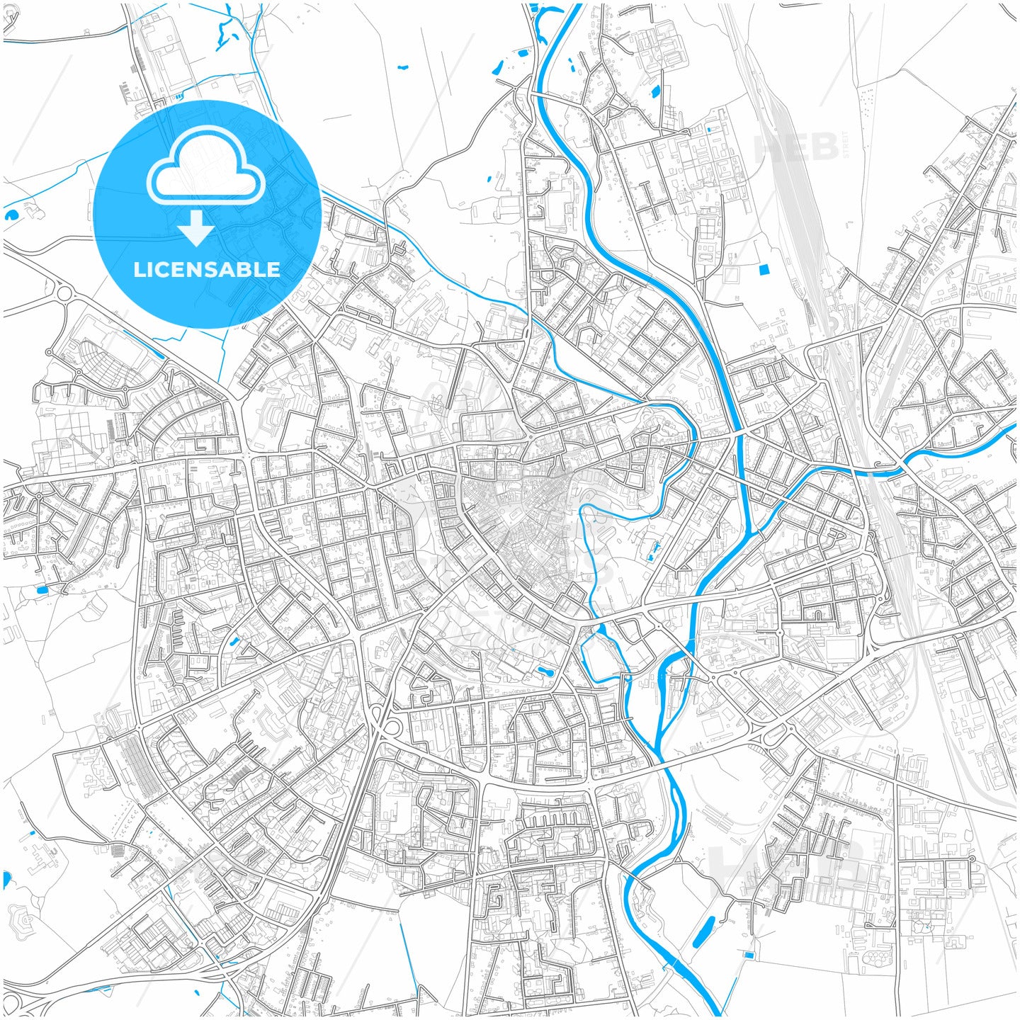 Olomouc, Czechia, city map with high quality roads.