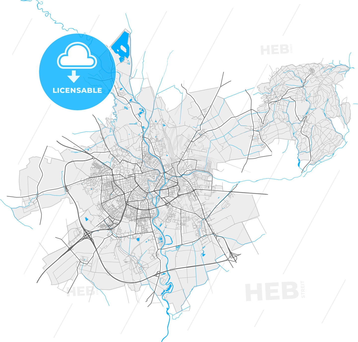 Olomouc, Czechia, high quality vector map