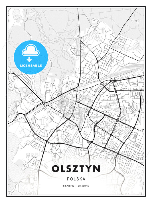 Olsztyn, Poland, Modern Print Template in Various Formats - HEBSTREITS Sketches