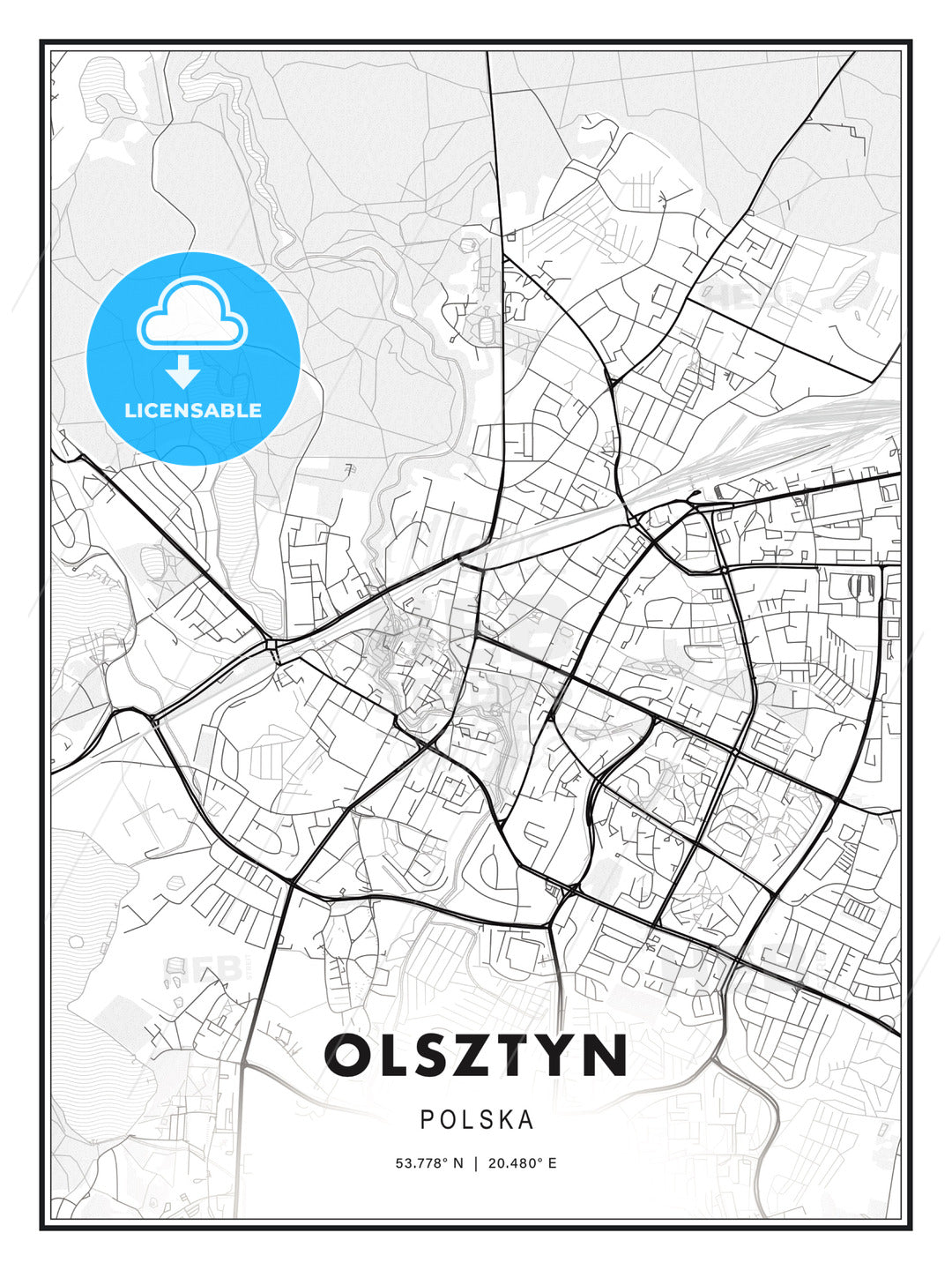 Olsztyn, Poland, Modern Print Template in Various Formats - HEBSTREITS Sketches