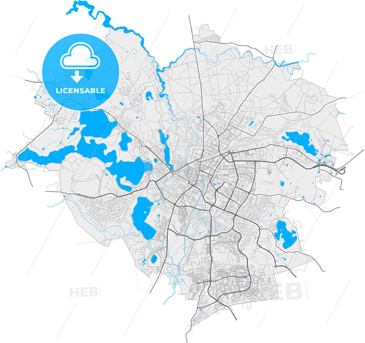 Olsztyn, Warmian-Masurian, Poland, high quality vector map