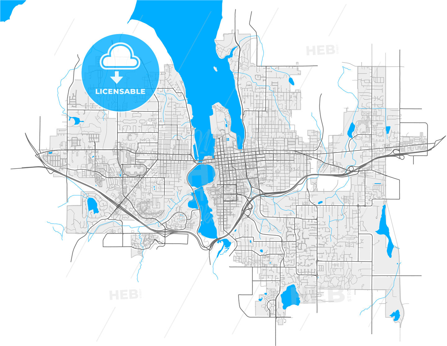 Olympia, Washington, United States, high quality vector map