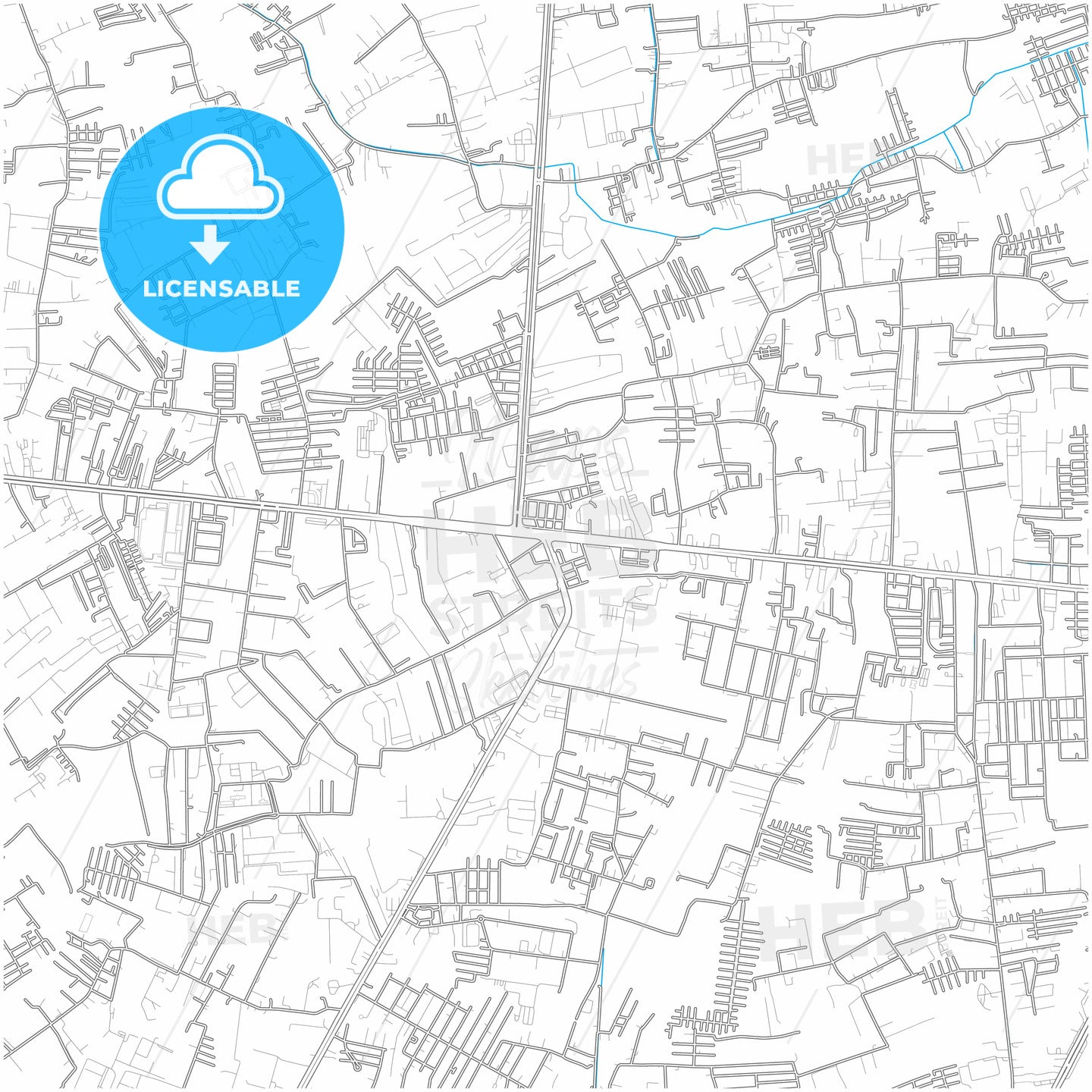 Om Noi, Samut Sakhon, Thailand, city map with high quality roads.