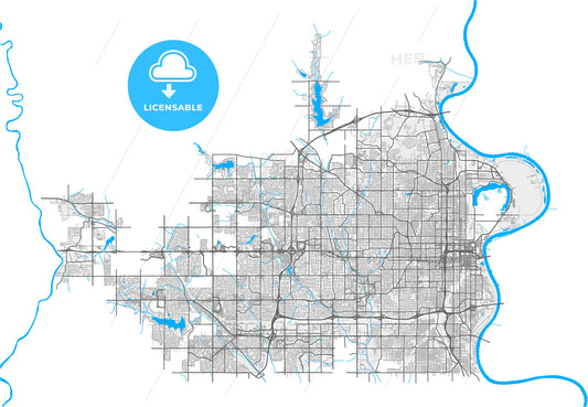 Omaha, Nebraska, United States, high quality vector map