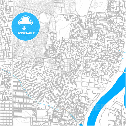 Omdurman, Sudan, city map with high quality roads.