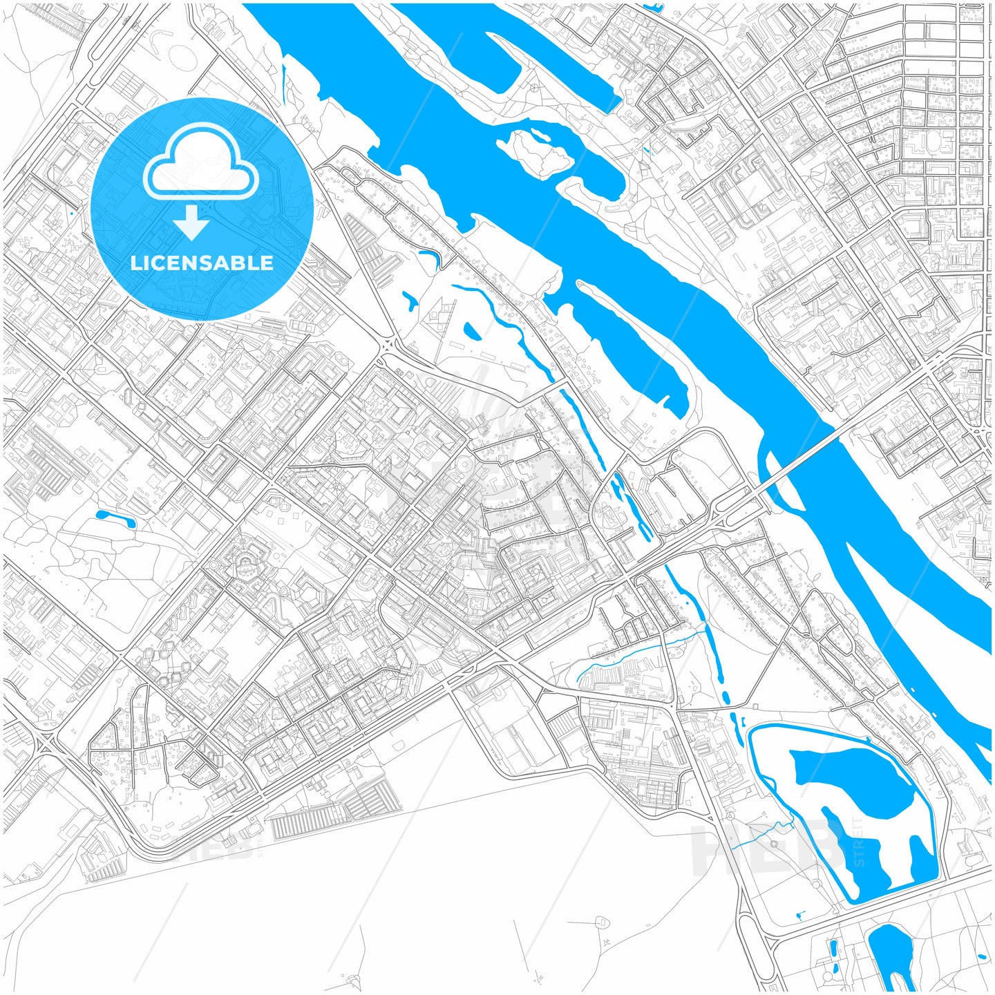 Omsk, Omsk Oblast, Russia, city map with high quality roads.