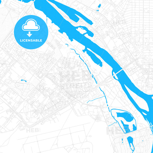 Omsk, Russia PDF vector map with water in focus