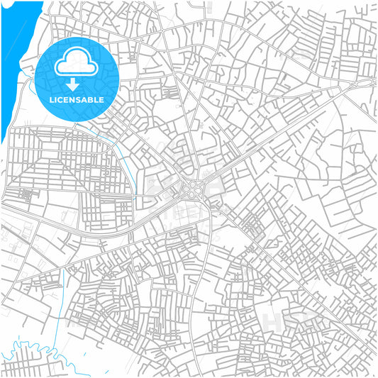 Onitsha, Nigeria, city map with high quality roads.