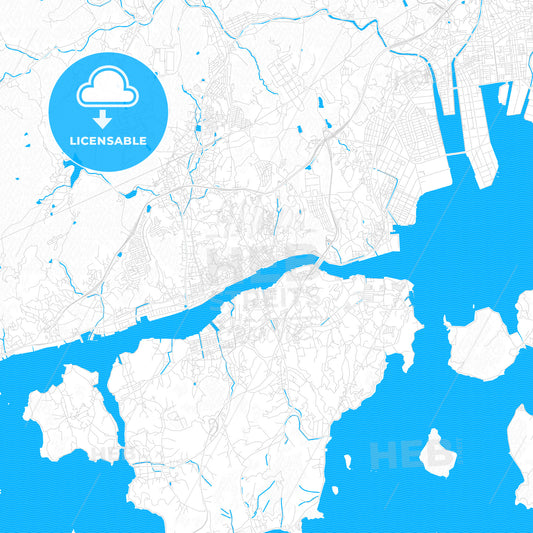 Onomichi, Japan PDF vector map with water in focus