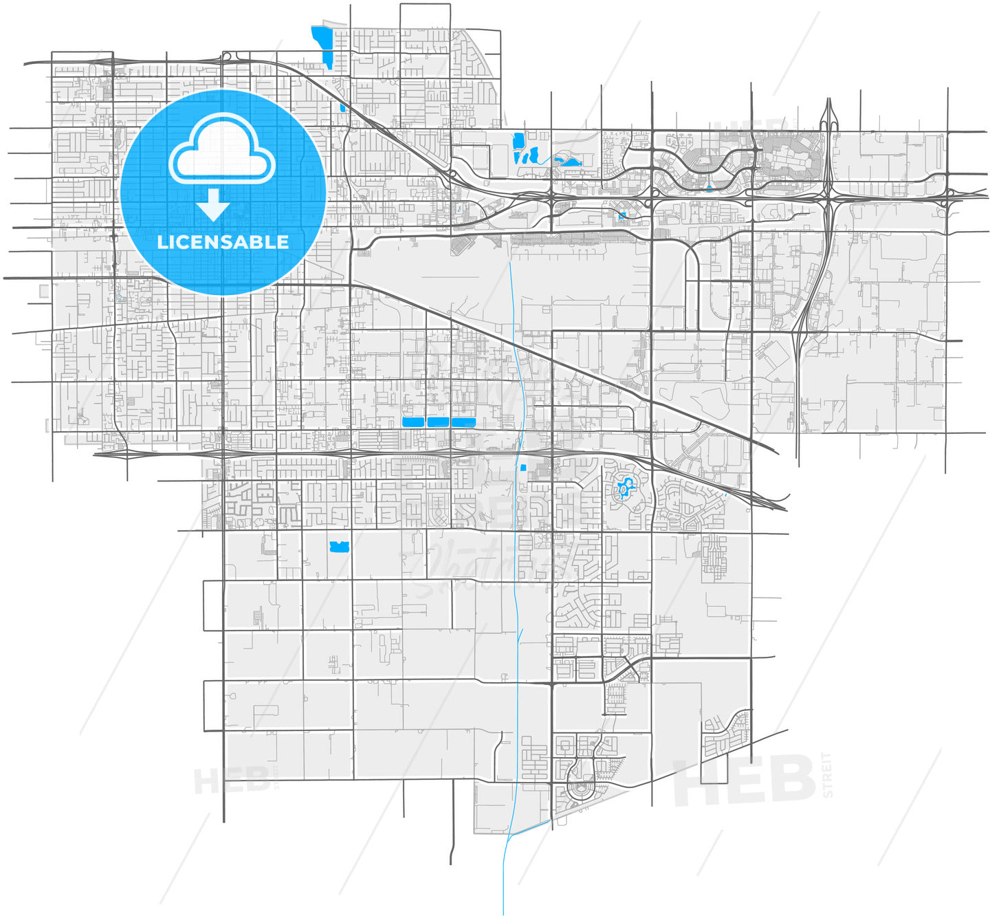 Ontario, California, United States, high quality vector map