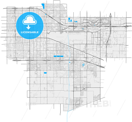 Ontario, California, United States, high quality vector map