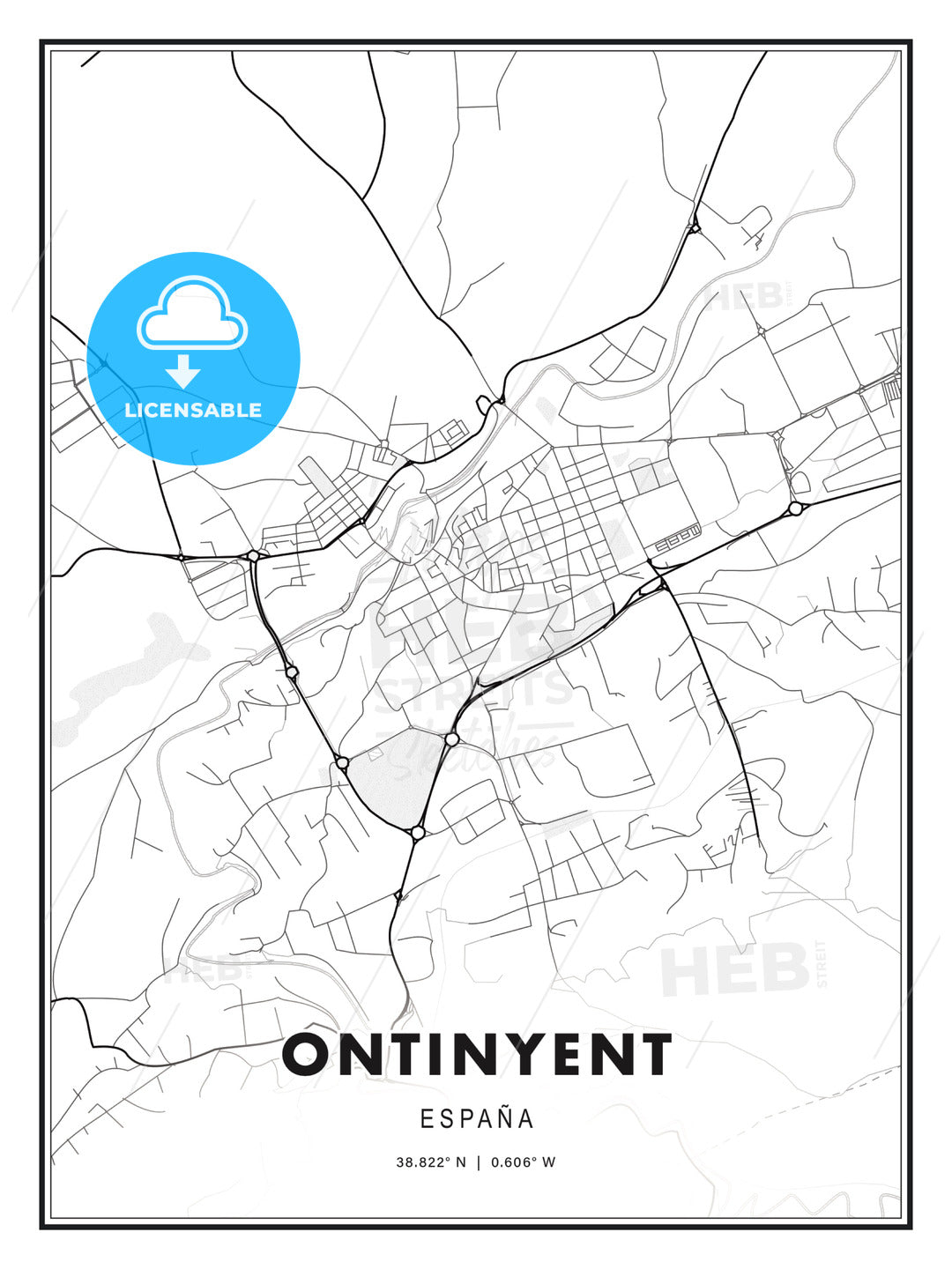 Ontinyent, Spain, Modern Print Template in Various Formats - HEBSTREITS Sketches