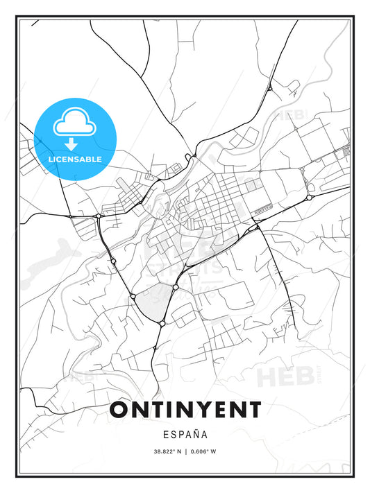 Ontinyent, Spain, Modern Print Template in Various Formats - HEBSTREITS Sketches