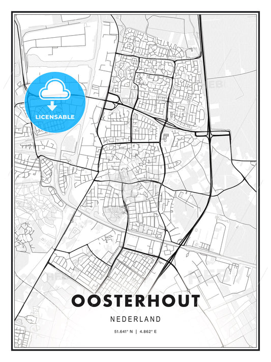 Oosterhout, Netherlands, Modern Print Template in Various Formats - HEBSTREITS Sketches