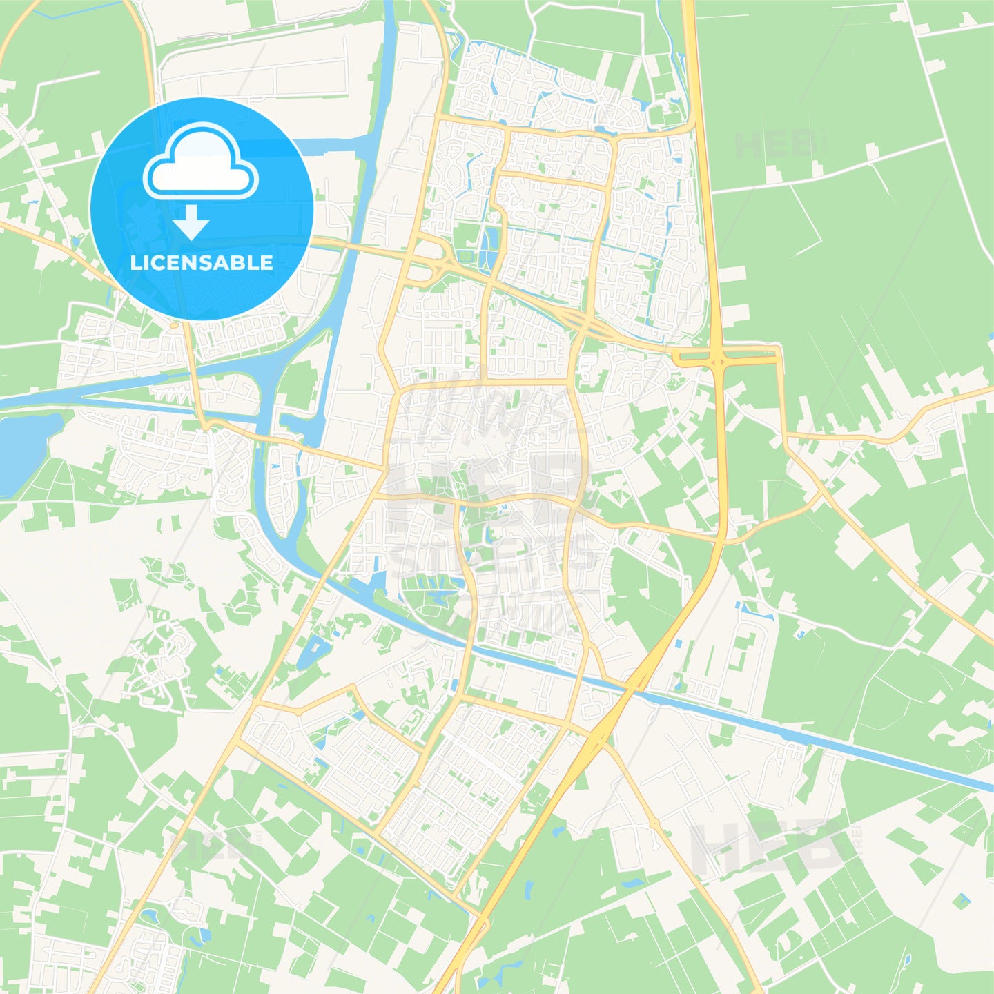 Oosterhout, Netherlands Vector Map - Classic Colors