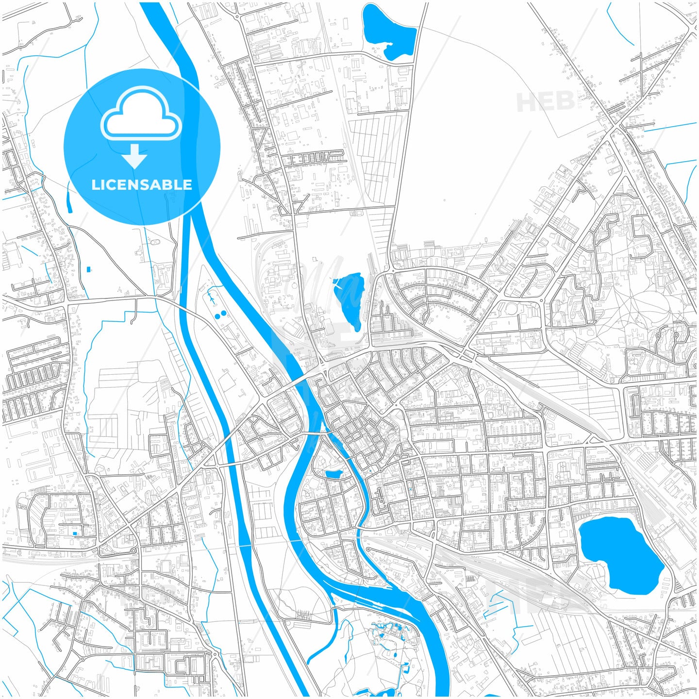 Opole, Opole, Poland, city map with high quality roads.