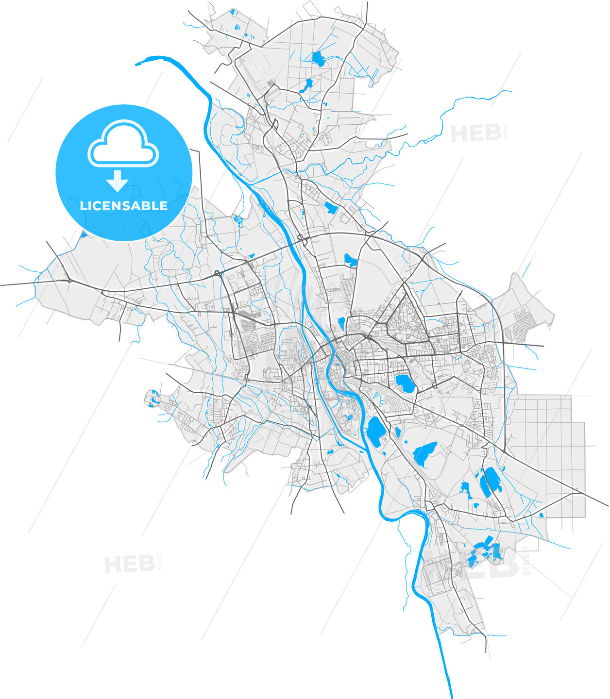 Opole, Opole, Poland, high quality vector map