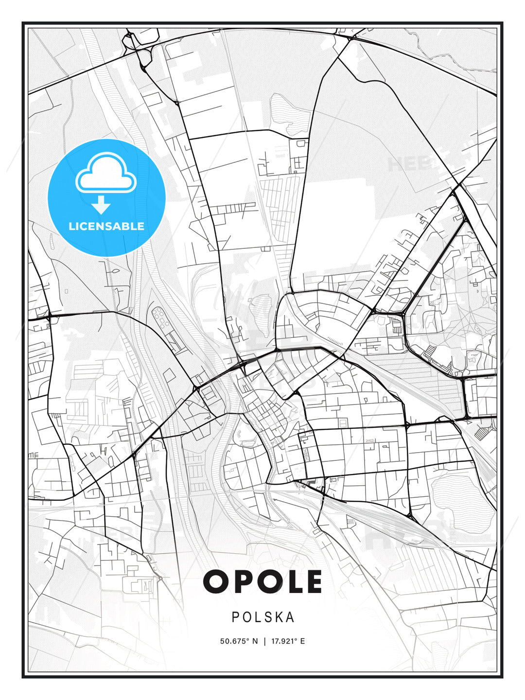 Opole, Poland, Modern Print Template in Various Formats - HEBSTREITS Sketches
