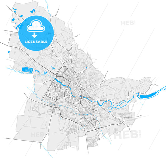 Oradea, Bihor, Romania, high quality vector map