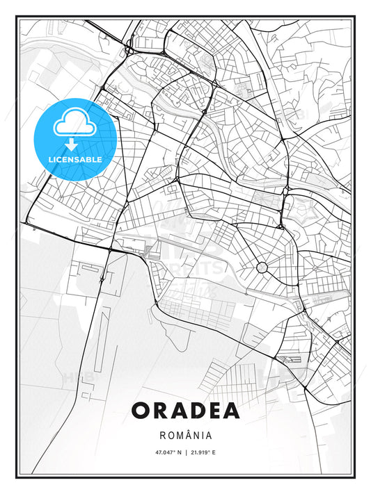 Oradea, Romania, Modern Print Template in Various Formats - HEBSTREITS Sketches