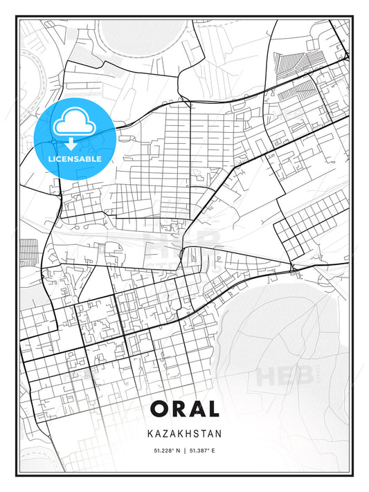 Oral, Kazakhstan, Modern Print Template in Various Formats - HEBSTREITS Sketches