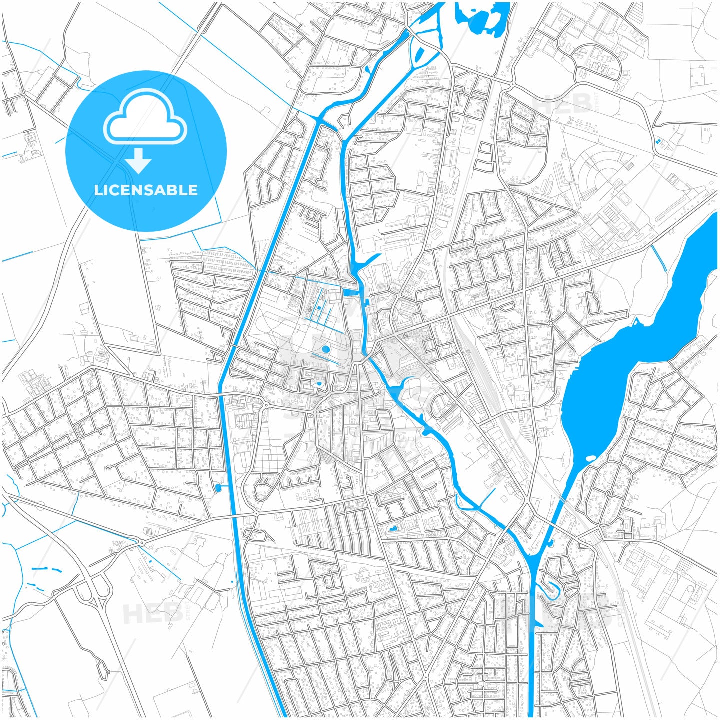 Oranienburg, Brandenburg, Germany, city map with high quality roads.