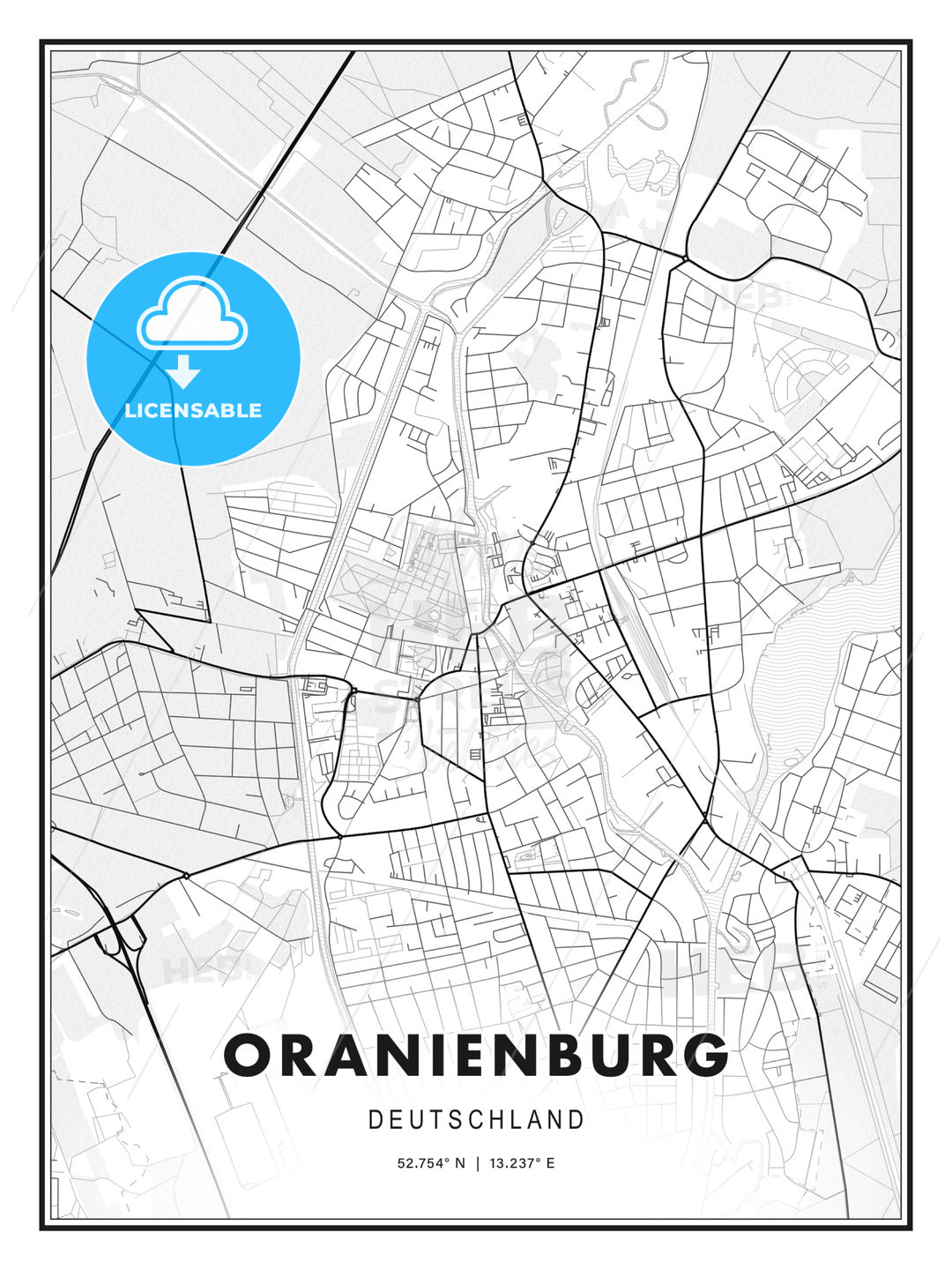 Oranienburg, Germany, Modern Print Template in Various Formats - HEBSTREITS Sketches