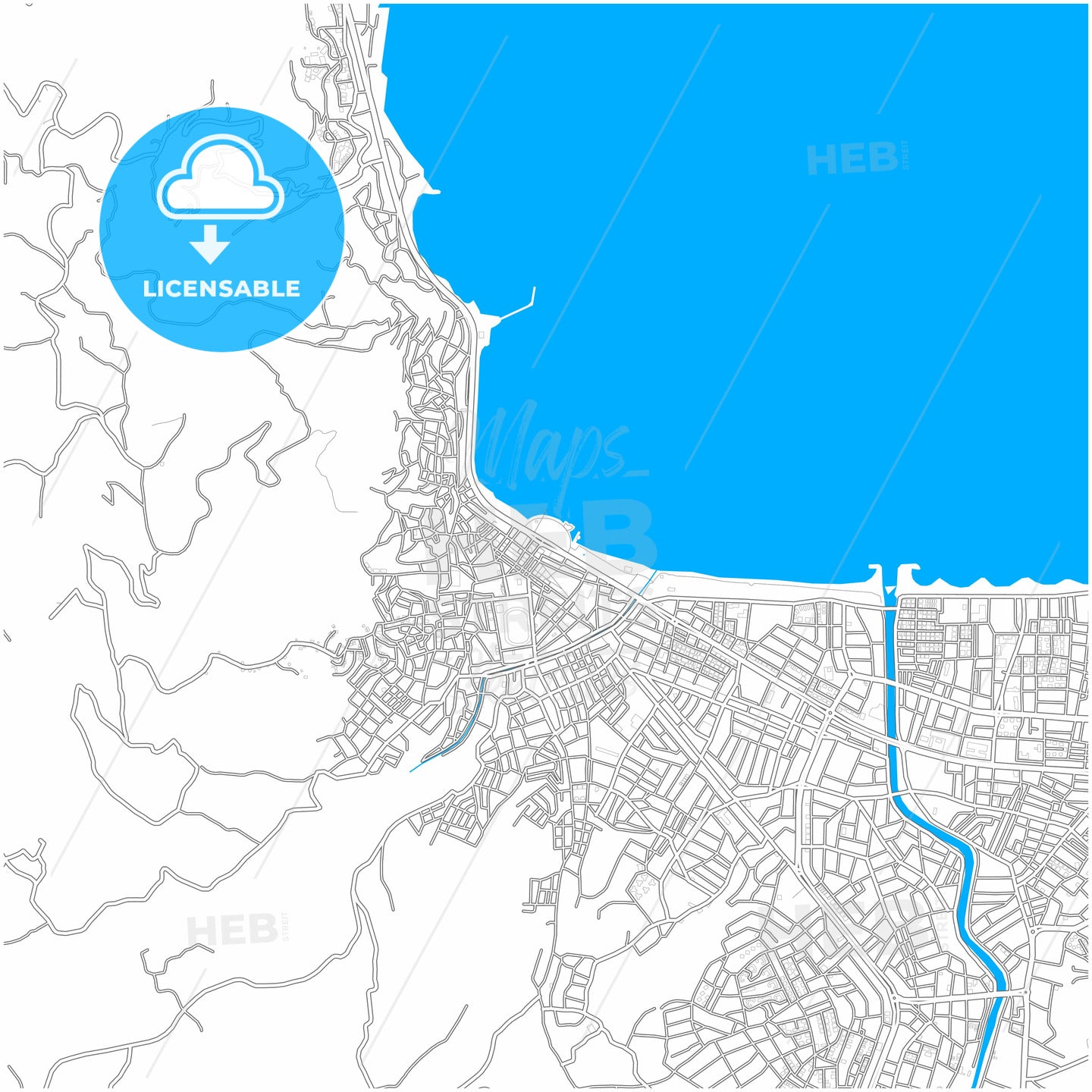 Ordu, Ordu, Turkey, city map with high quality roads.