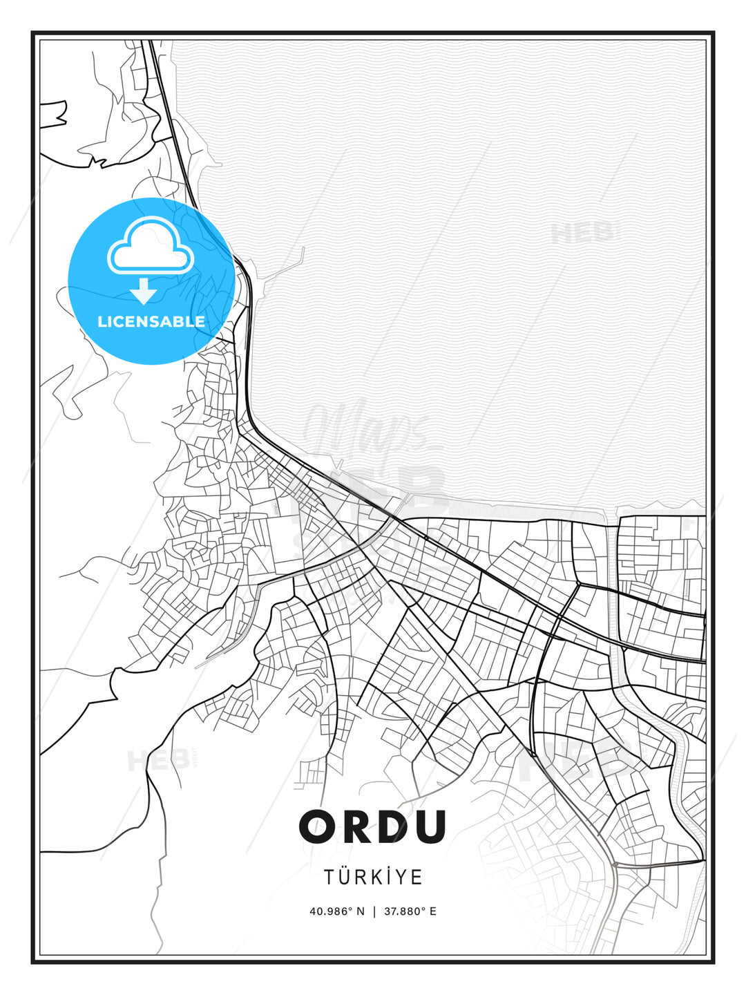 Ordu, Turkey, Modern Print Template in Various Formats - HEBSTREITS Sketches