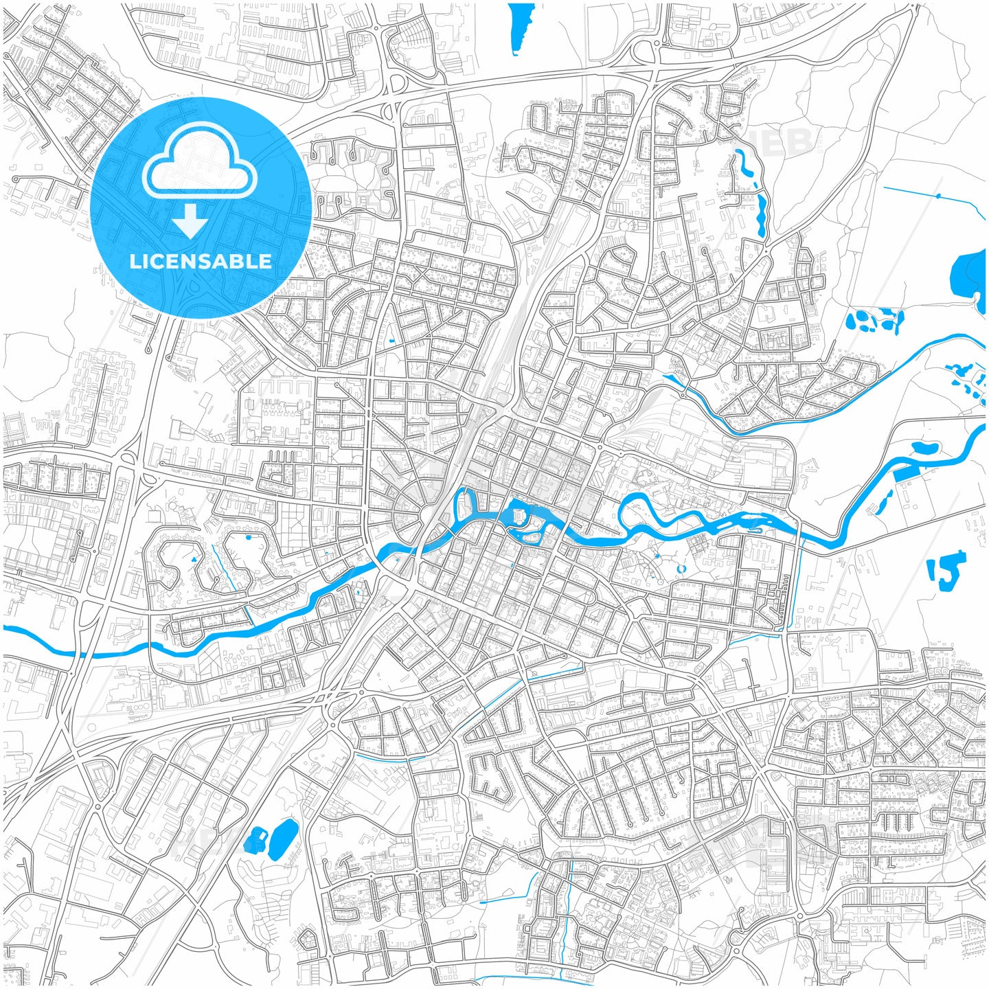 Örebro, Sweden, city map with high quality roads.