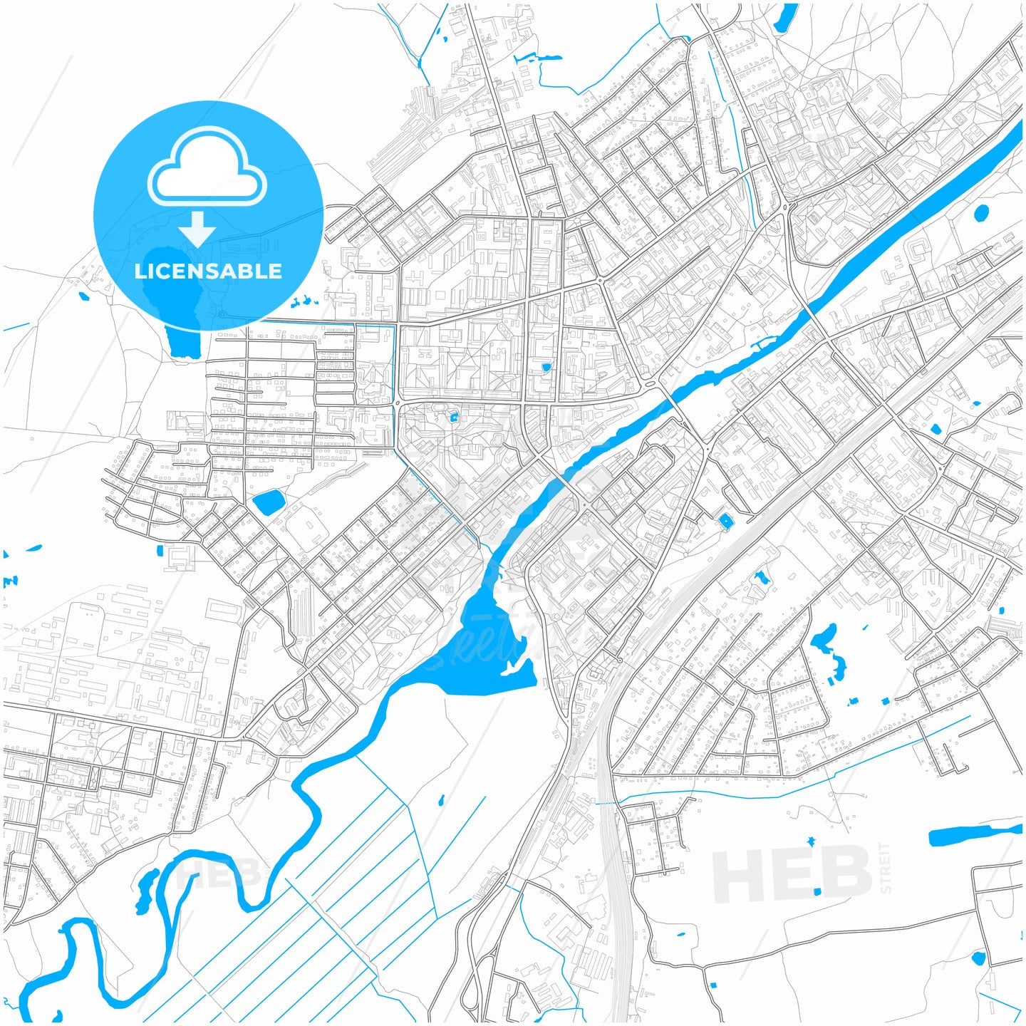 Orekhovo-Zuyevo, Moscow Oblast, Russia, city map with high quality roads.