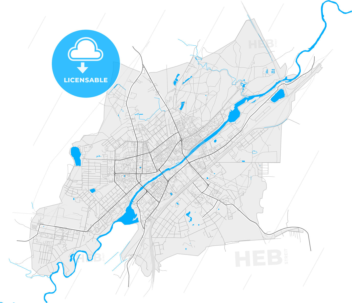 Orekhovo-Zuyevo, Moscow Oblast, Russia, high quality vector map